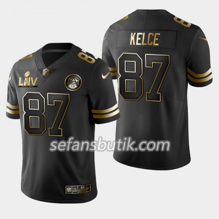 Kansas City Chiefs Tröjor Travis Kelce 87 Nike Svart Golden Edition - Herr Kansas City Chiefs Tröjor Travis Kelce 87 Nike Svart Golden Edition - Herr